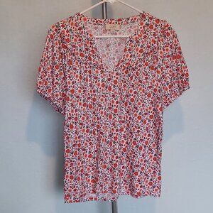 LOFT Outlet Floral Short Sleeve Top | Size L